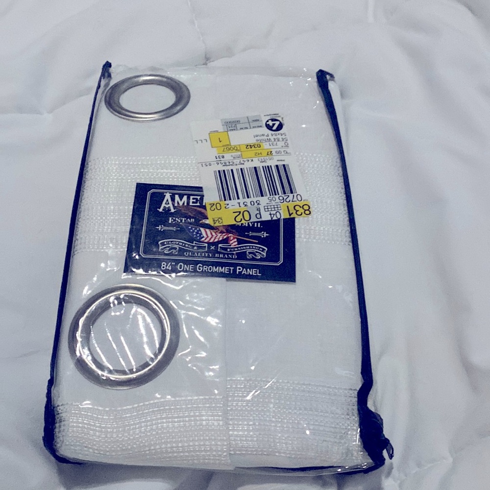 American Living white Aiden Sheer Stripe curtain. One panel